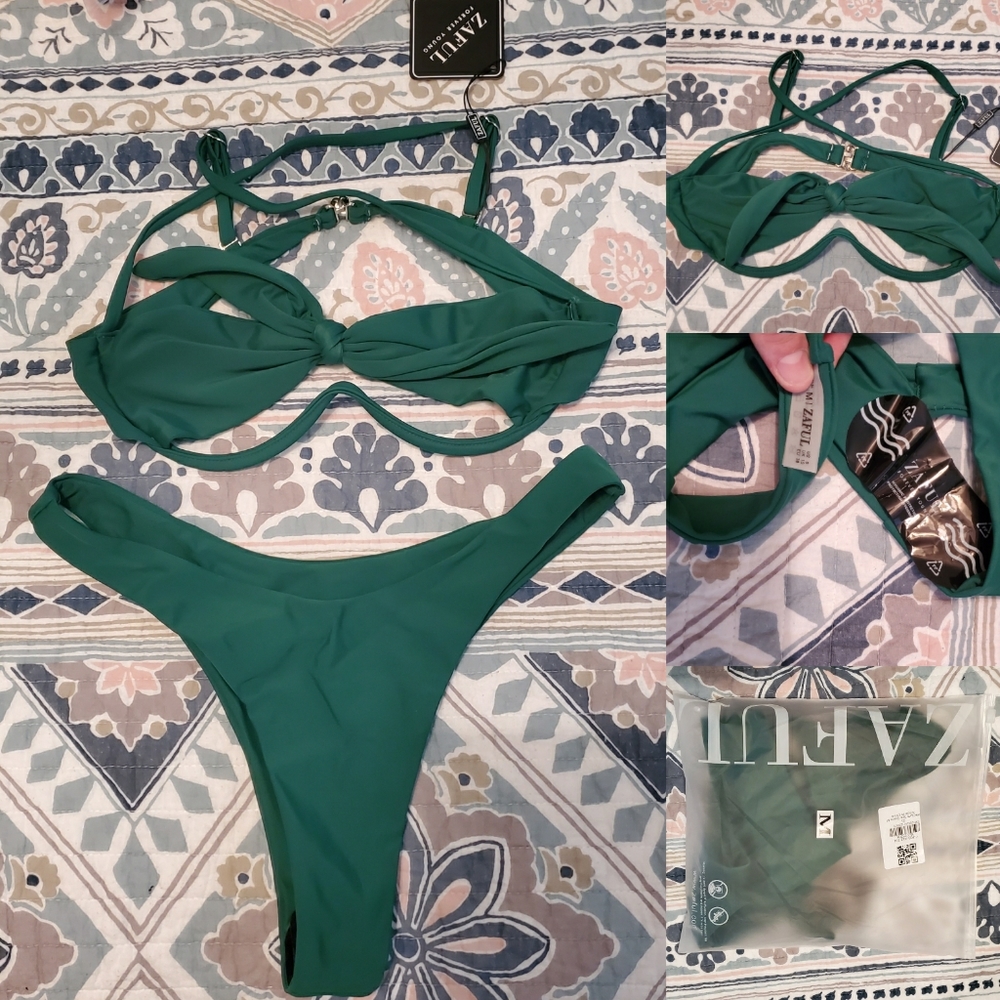 Green Front Tie Bikini